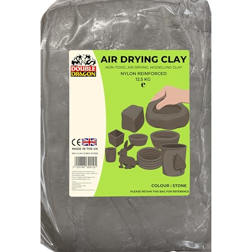 Double Dragon Air Drying Modelling Clay 12.5kg for Sculpting & Crafting | Nylon Reinforced | Kid-Friendly & Non-Toxic | Durable Long Lasting | Wheat & Gluten Free (Stone)