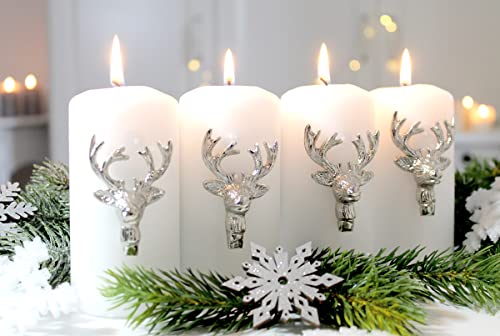 4er Set Kerzenstecker Verzierung Stecker Kerzen Silber Advent...
