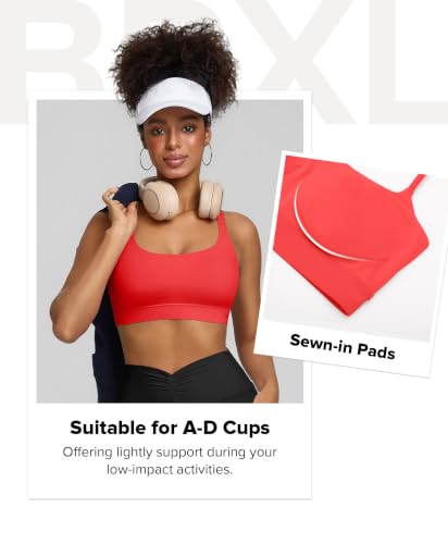 BRXL Red Sports Bra for Women with Sewn in Pads Adjustable Strappy Back - image 2