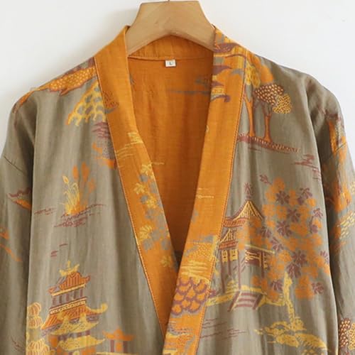 Albornoz de algodón para hombre con capucha estilo kimono para spa 8