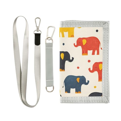 ALAZA Kids Wallets for Boys Girls Toddler Trifold Wallet Children Small Colorful Elephant Dot with Zipper Coin Pocket