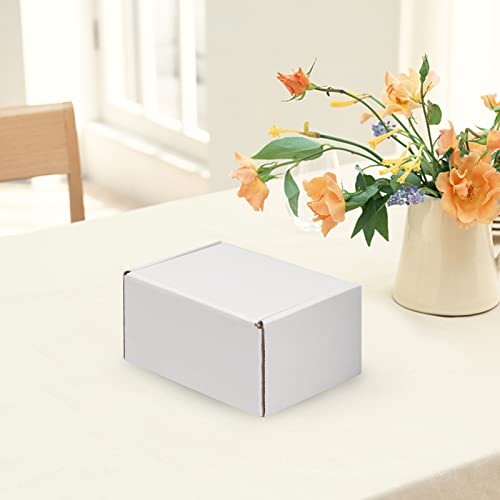 Image of HORLIMER 6x4x3 inches Shipping Boxes Set of 25, White Corrugated Cardboard Box Literature Mailer