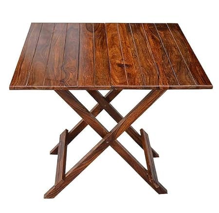 NICE HOUSE FURNITURE Wood Foldable Medium Size Dining Table Home Kitchen Table, Coffee Table, Cafe Table, Wooden Table, Tea Table, Brack Fast Table, Food Table with Premium Police (Natural Square)
