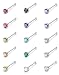 Jstyle 22G 15 Pcs Stainless Steel Nose Rings Studs Piercing Body Jewelry 1.5mm