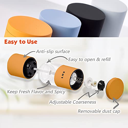 Lhs Premium Salt And Pepper Grinder Set, Stainless Steel Salt Pepper Shakers Set, Refillable Peppercorn Grinder And Sea Salt Mill With Adjustable Coarseness For Kitchen Use - 4.6 Inches(Set Of 4) #TOP1