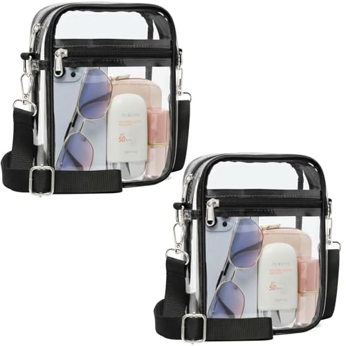 Image of PACKISM Clear Bag for Stadium Events - Clear Purses for Women Transparent Crossbody Messenger Bag for Concerts Game Day