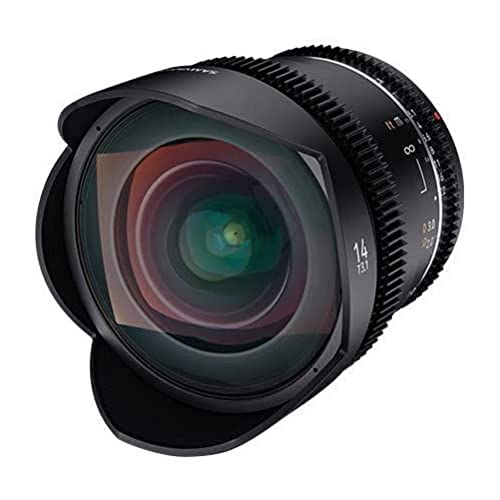 Samyang MF 14mm T3,1 VDSLR MK2 Canon EF – lichtstarkes T3,1 Ultraweitwinkel Cine- und Video Objektiv für Canon EF Mount, 14 mm Festbrennweite, Follow Focus Zahnkränze Vollformat und APS-C 8K Auflösung