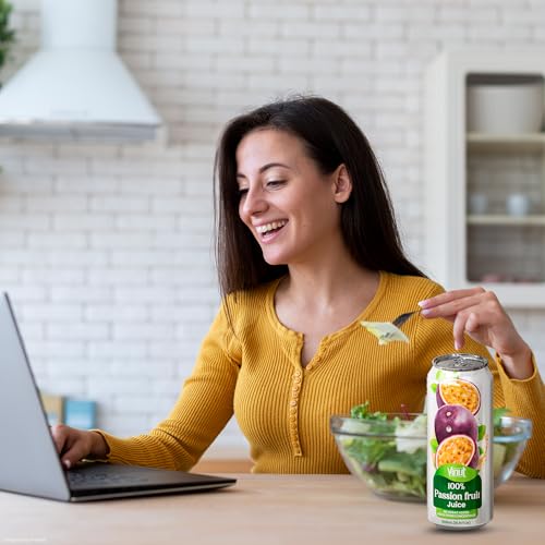 Image of VINUT 100% Passion Fruit Juice, No Added Sugar, Not From Concentrate, 16.9 fl oz (500 mL) Can, Pack of 6