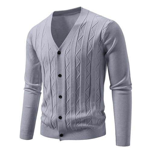 Mens Cardigan Sweater Long Sleeve Casual V Neck Lightweight Soft Button Down Slim Fit Knitted Sweaters with Pockets