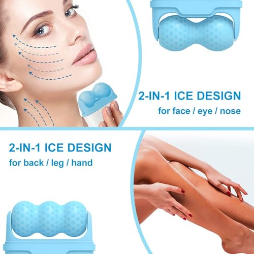 Image of UCRAVO 2 in 1 Body Roller Ice Roller for Face,Eyes,Women Gifts Idea,Cooling to Tighten Brighten Complexion and Reduce Wrinkles,Massager Under Eye Puffiness,Blood Circulation,Migraine and Pain Relief