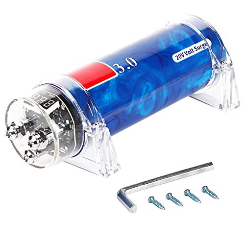 Condensateur AUDIO Automobile, Voiture AUDIO POWER 3.0 Condensateur Amplificateur Regulator Couleur Bleue Modified Auto