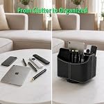 Remote Control Holder, Spinning Desk Organizer, Nightstand Bedside Caddy for TV Remotes/Tablets/Phones/Eyeglasses/Books/Pens - Black - Image 6