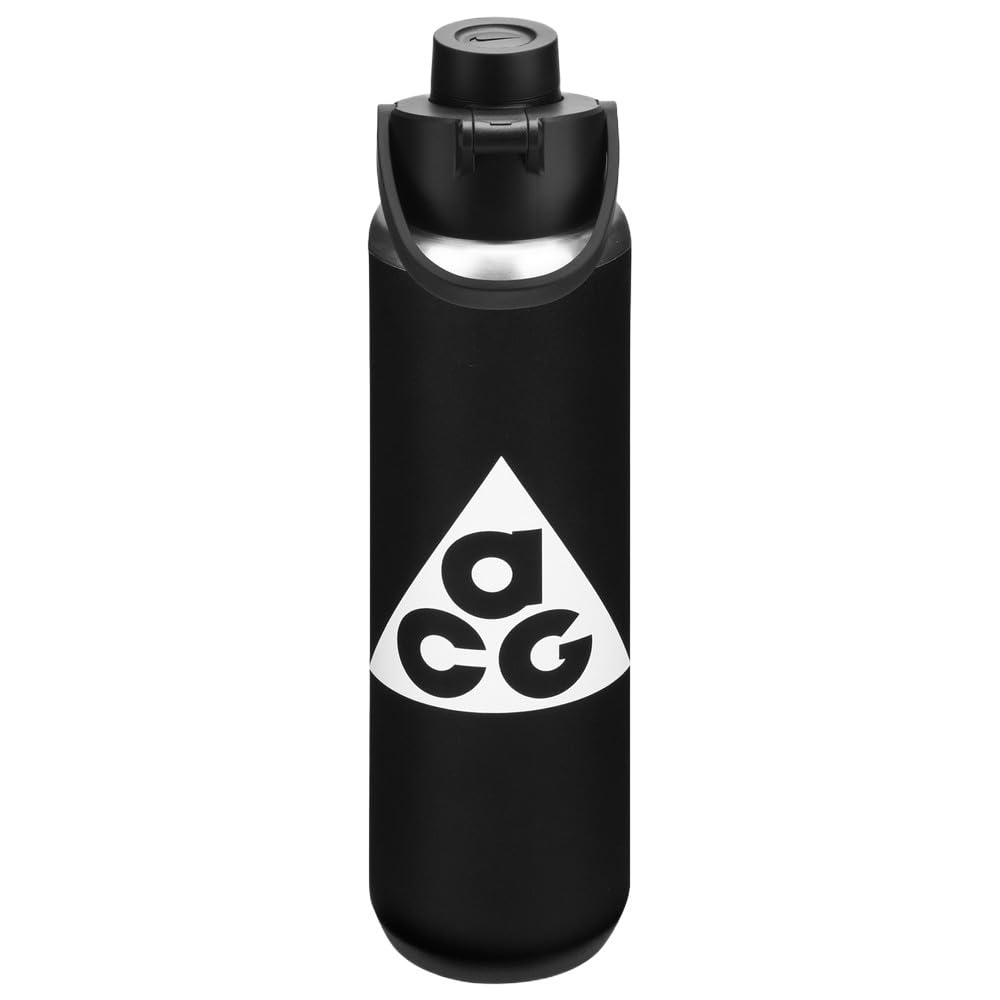NIKE SS Recharge Chug Bottle 24oz 709 ml Stainless Steel Water Bottle Sports Bottle Training Fitness Graphic ACG, Black/Black/Summit White-image-45