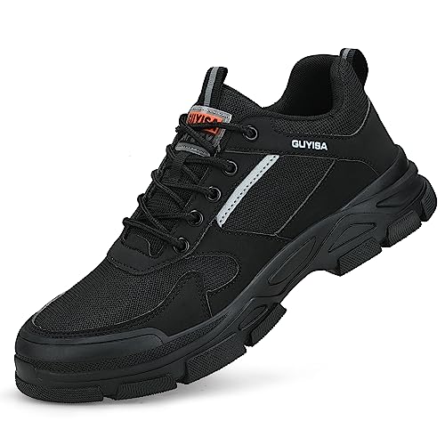 Image of Steel Toe Shoes for Men,Lightweight Non Slip Work Shoes for Men,Indestructible Steel Toe Boots,Industry Construction Safety Work Boots.