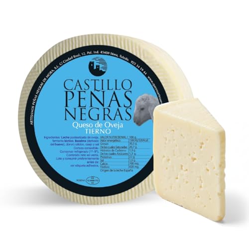 CASTILLO PEÑAS NEGRAS Queso Tierno de Oveja de Elaboración Artesana | Leche Pasteurizada de Oveja | Queso Gourmet Premiado | Cortado en Octavos y Envasado al Vacío | 3 kg Aprox