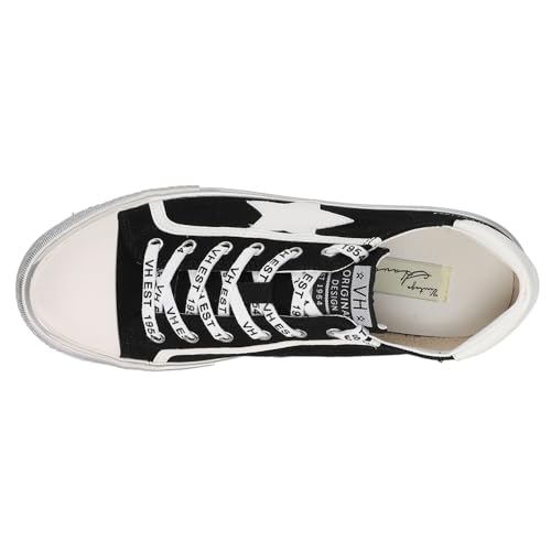 Image of Vintage Havana Womens Alive Metallic Lace Up Sneakers Shoes Casual - Black - Size 5.5 B