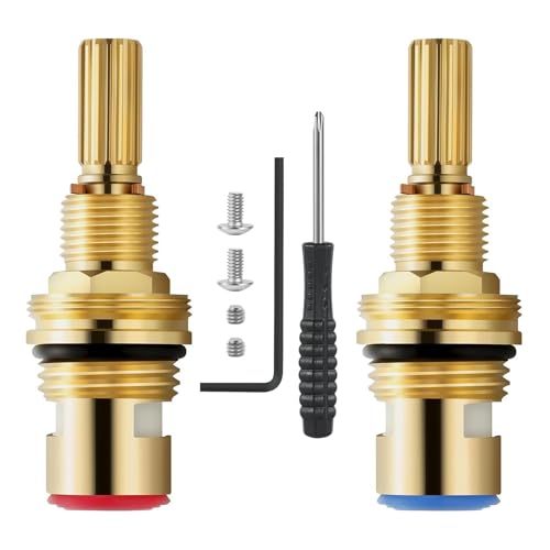 Brass 1-001 & 1-002 Ceramic Valve Cartridge Set - Lead-Free Brass, Fits Hot/Cold Widespread Faucets, Replacement for Newport Brass & Pot Filler, Ceramic Disc