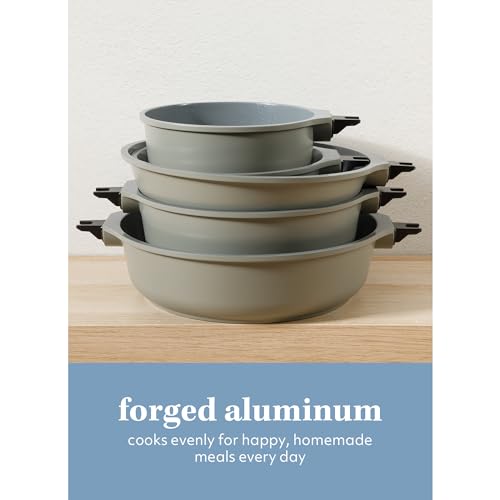 Sur La Table Kitchen Essentials 13 Piece Detachable Handle Pots and Pans Premium PFA Free Premium Ceramic Non Stick Induction Safe and Secure Removable Handle Cookware Set - Juniper Green - Image 5