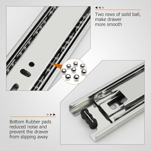 Image of LONTAN 1 Pair Side Mount Drawer Slides 12 Inch Heavy Duty Cabinet Rails