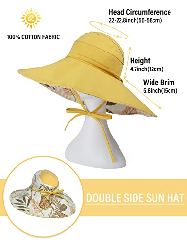 Sombrero reversible para mujer con ala ancha y protección UPF 50+ miniatura 4