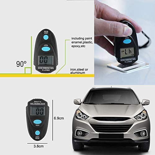 TANGIST High Accuracy EM2271 Mini Thickness Gauge Electronic Width Measuring Instruments Car Paint Thickness Meter Paint Coating Thickness Tester Tool (Color : Black)