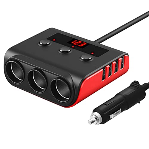 Toma De Encendedor De Cigarrillos para Automóvil 100W DC 12V / 24V Adaptador De Distribuidor De Encendedor Cigarrillos para Automóvil con 4 Puertos USB Adaptador Carga con Divisor 3 Tomas
