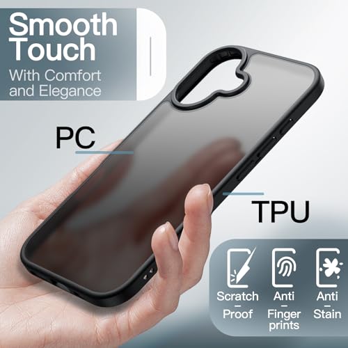 Image of JETech Matte Case for iPhone 17 6.3-Inch, Shockproof Military Grade Drop Protection, Frosted Translucent Back Minimalist Phone Cover, Anti-Fingerprint (Black)