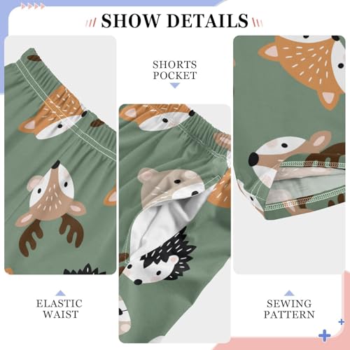 Cute Woodland Animal Heads Boys Pants for Kids Jogger Pants with Pockets S-XL4