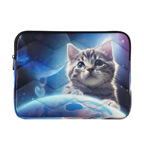 Funda para Laptop de 13-14 Pulgadas con Diseño de Gato Espacial