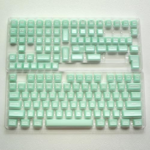 Image of 142 Keys SA Profile Light Green Keycaps PBT Doubleshot Translucent Keycaps Set Fit for 61 /64 /87 /104 /108 Cherry Mx Switches ISO ANSI Mechanical Keyboars Alice Keyboard