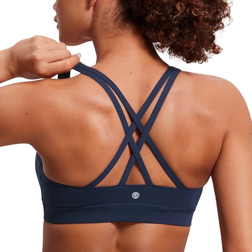 Image of CRZ YOGA Naked Feeling Strappy Sports Bras | Medium Support, Removable Pads, Yoga, Sleek, Scoop Neck, for Women