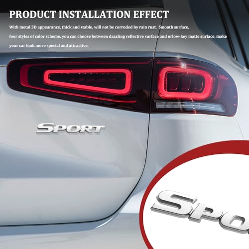 Image of Metal Car Sport Sticker, 3D Fender Badge Decal Car Sticker, Sport Letter Emblem Trunk Lid Rear Logo Badge for Truck SUV Pickup Models (Silver)