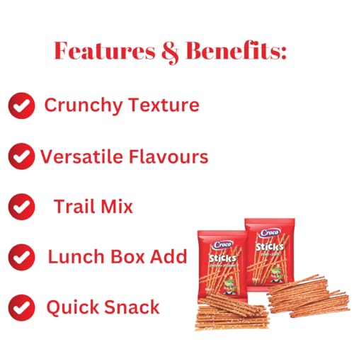 Image of Croco Pretzel Salted Sticks 80g (Pack of 2), Imported Namkeen Snacks & Chips, Premuim Baked Crackers
