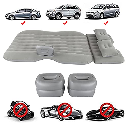 BigKing Aufblasbare Matratze Auto Rücksitz, Aufblasbare Luftmatratze, Schlafmatratze Kleinwagen, schwimmendes Bett, grau, Autobett, 12 V, mit Kopfstützenkissen für Reisen, Camping, Abenteuer