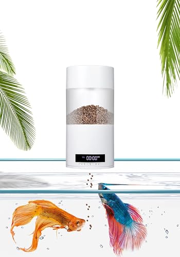 Automatic Fish Feeder, Rechargeable Timer Fish Feeder with USB Charger Cable, Intelligent Alarm and Automatic Feeding Fish Food Dispenser for Small Tank Big Aquariums Pond Aquariums or Fish Tank