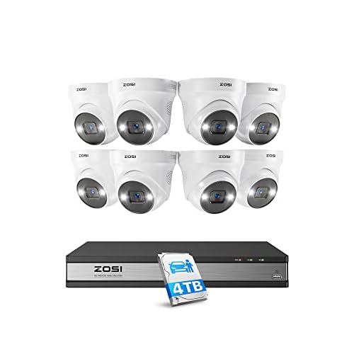 ZOSI 5MP Überwachungskamera Set, Videoüberwachung mit 8X 5MP PoE IP Kamera und 16CH 4TB HDD NVR, Personenerkennung und Fahrzeugerkennung C225 5MP 4TB mit 8 Kameras Schwarz