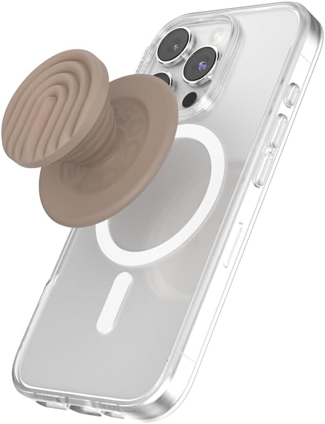 Round Phone Grip Compatible with MagSafe, Adapter Ring Included, Phone Holder, Wireless Charging Compatible - Latte