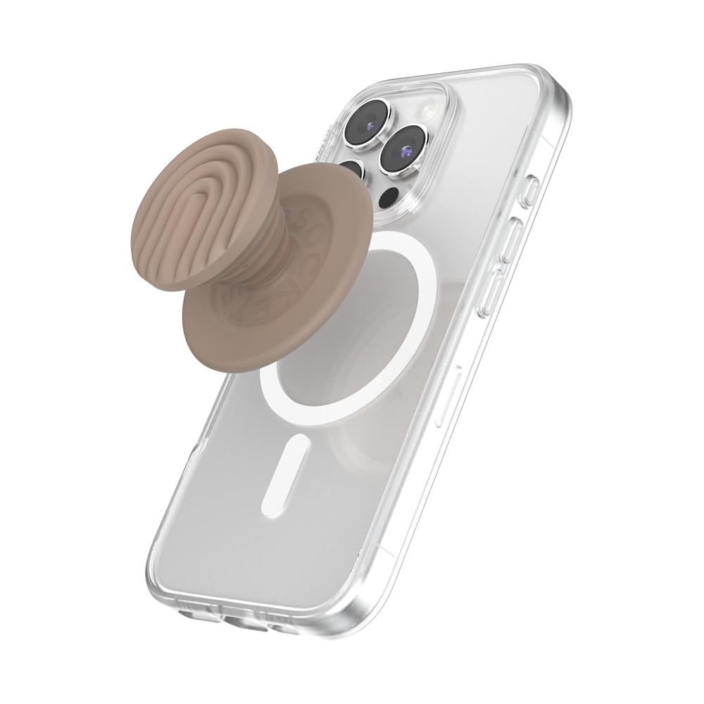 PopSocketsPhone Grip for MagSafe with Kickstand, Magnetic Stand, Swappable Top, Secure Hold for iPhone MagSafe Cases, Phone & Tablet Grip, Cute PopSockets - Curves LatteCarbon Neutral Certified by SCS Global Services