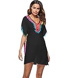 Vestidos de Playa Vestidos Pareos Playeros Vestido Playa Mujer Kaftan Camisolas Caftanes Bluson Tunica Blusas Playa Piscina Ropa de Baño Playero Mujer Bikini Cover Up Tunicas Playera Camisola Negro
