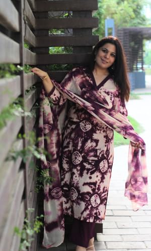 Image of GoSriKi Women's Viscose Printed Straight Kurta with Narrow Pant and Dupatta | Kurta Set for Women Suit Set for Women | Indian Ethnic Wear Designer Collection