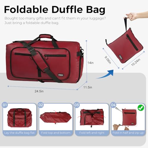 Image of Fmeida 65L Duffle Bag Foldable Travel Duffel Bags for Men Women Travel Bag | Shoes Compartment, 65L Large Capacity, Foldable, Packable, Water Repellent, Tear Resistant, for Traveling Gym Overnight Camp