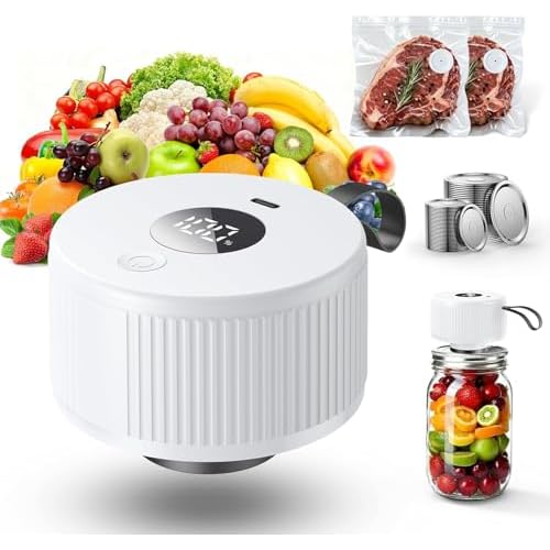 3-in-1 Electric Mason Jar Vacuum Sealer Kit for Mason Jars, Food Savers & Containers | Food Preservation System for Kitchen | Ideal for Canning Jams,