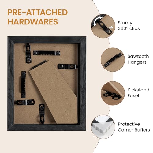 Image of 4x5 Picture Frame,Solid Oak Wood 4 inchx5 inch Photo Frame, Black Color Tempered Real Glass 4 by 5 Wooden Frames with No Mat,5x4 Picture Frames for Wall or Tabletop Display