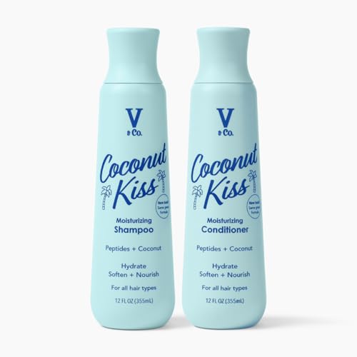 Image of V&Co. Beauty Moisturizing Shampoo and Conditioner Set (12 Oz. Each) - Sulfate Free, Color Safe, and Gentle Formula with Peptide Technology Boosting Hydration for Dry, and Color Treated Hair