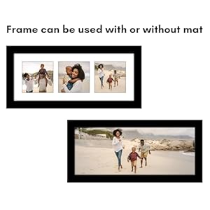 Americanflat 55×14 collage picture frame with shatter resistant glass fits three 4×4 photos or one 55×14 photo gallery wall frame set signature collection photo frame for wallblack  urban country home decor
