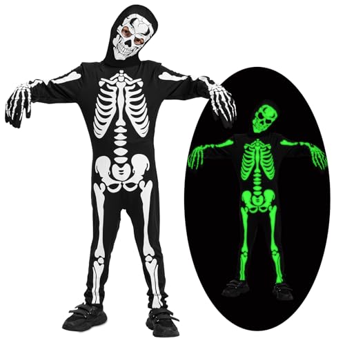 Lozzzyo Halloween Kostüm Kinder Skelett, Gruseliges Skelett...