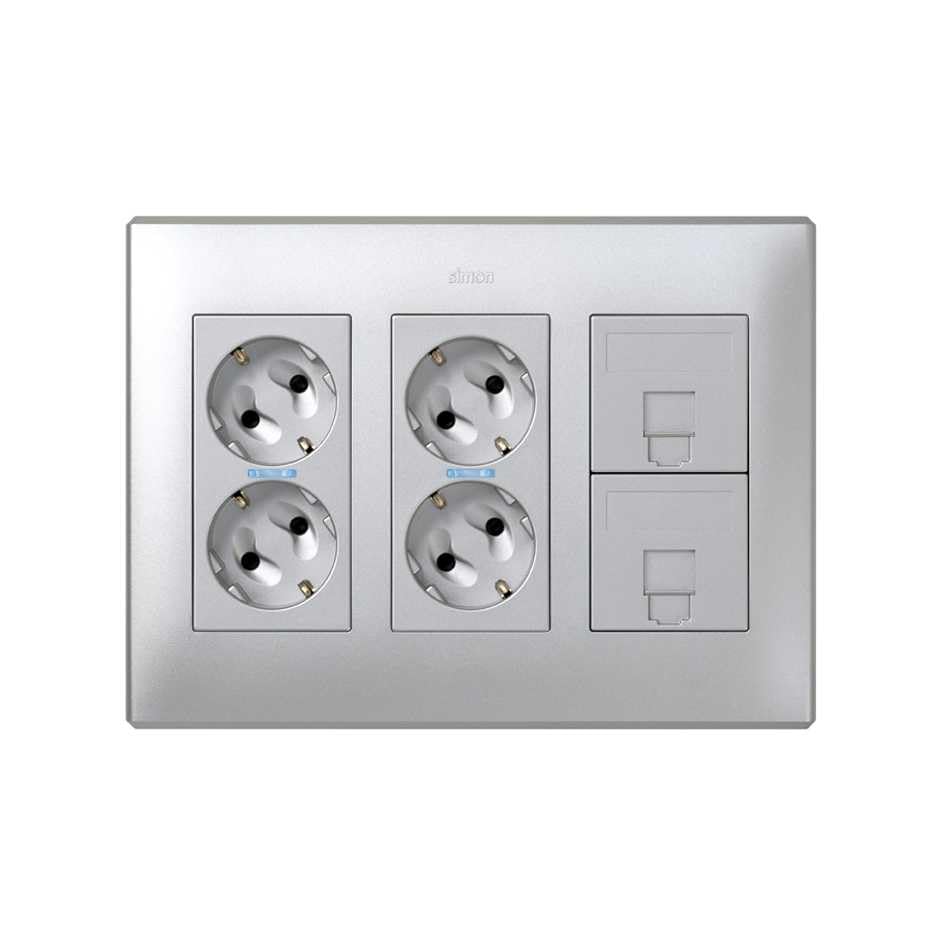 Kit poste de travail 3 modules aluminium bloc prise bureau encastrable