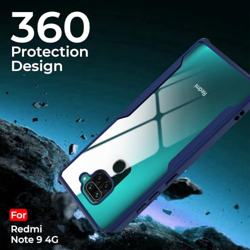 Image of A rtistque Clear Hard Transparent Acrylic Armor Back Cover Case for Redmi Note 9 4G | Shockproof TPU Edge Protection | Slim Protective Design | Redmi Note 9 Back Cover - Blue