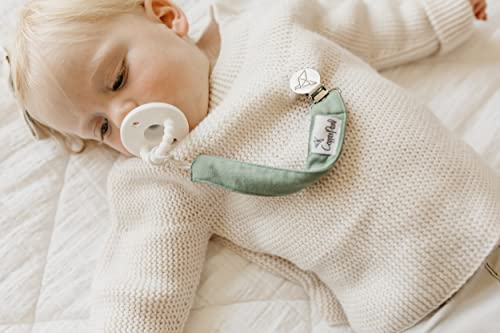 Image of Copper Pearl Pacifier Holder 3-Pack: Premium Knit Binky Clips for Babies - Stylish Stainless Steel Design, Prevents Floor Drops - Fern
