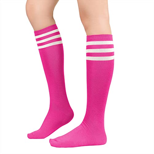 Image of Zando Knee High Socks for Women Striped Athletic Long Tall Tube Socks Outdoor Sports Casual Thigh High Stockings